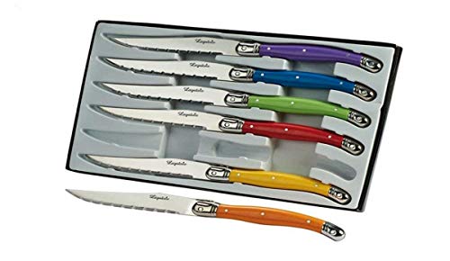 LAGUIOLE I7209P6-NT - Estuche de Cuchillos de Mesa con Mango en Colores Pastel, 6 Unidades