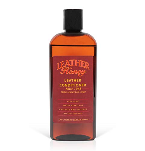 Leather Honey - Acondicionador para cuero, el mejor acondicionador de cuero desde 1968, botella de 0,24 litros. Para uso en ropa de cuero, muebles, interiores de automóviles, zapatos, bolsos y accesorios. Fabricado en los Estados Unidos