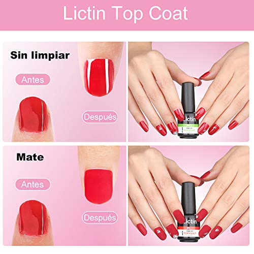 Lictin kit Uñas de Gel-10 Colores Kit Poly Gel para Uñas con 36w LED Lámpara, 8ML Esmalte Semipermanente Gel Uñas con Capa Base Capa Superior, Removedor de Uñas, Herramientas de Manicura