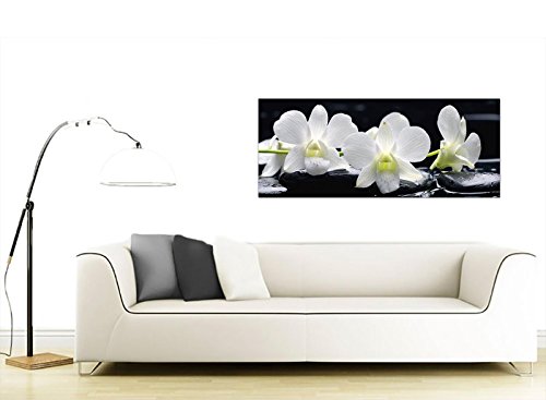 Lienzo grande, impresiones de arte para pared, diseño de flores de orquídeas, color blanco y negro - 1051- Wallfillers