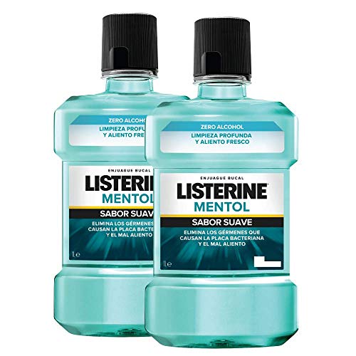 Listerine - Enjuague Bucal Mentol Sabor Suave, 2 x 1000 ml 2 Unidades 2060 g