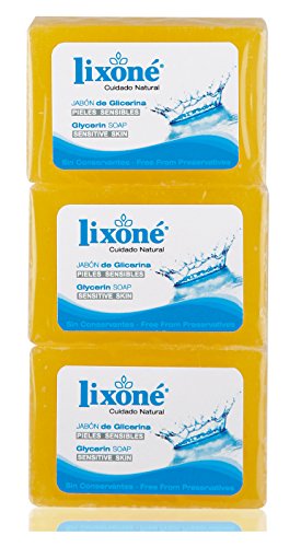 Lixone - Jabón de glicerina natural, Pack de 3 x 125 gr