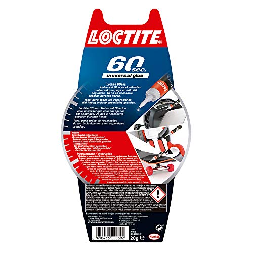 Loctite 60 Segundos, adhesivo universal, pegamento fuerte para todo, cola rápida para reparaciones en el hogar, pegamento extrafuerte multimaterial, 1 x 20 g, tubo