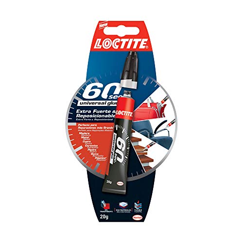 Loctite 60 Segundos, adhesivo universal, pegamento fuerte para todo, cola rápida para reparaciones en el hogar, pegamento extrafuerte multimaterial, 1 x 20 g, tubo