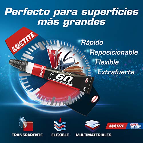 Loctite 60 Segundos, adhesivo universal, pegamento fuerte para todo, cola rápida para reparaciones en el hogar, pegamento extrafuerte multimaterial, 1 x 20 g, tubo