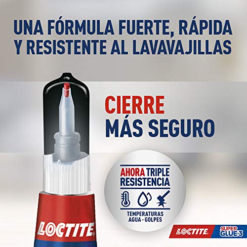 Loctite Super Glue-3 Original Mini Trio, pegamento universal con triple resistencia, adhesivo transparente, pegamento instantáneo y fuerza instantánea, 3x1 g