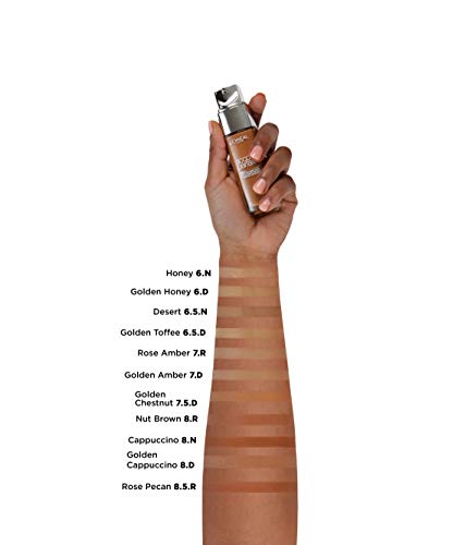 L'Oréal Paris Accord Parfait, Base de maquillaje acabado natural con ácido hialurónico, tono piel medio-oscuro 7D, 30 ml