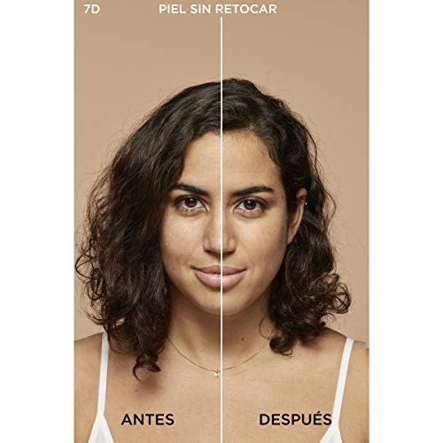 L'Oréal Paris Accord Parfait, Base de maquillaje acabado natural con ácido hialurónico, tono piel medio-oscuro 7D, 30 ml