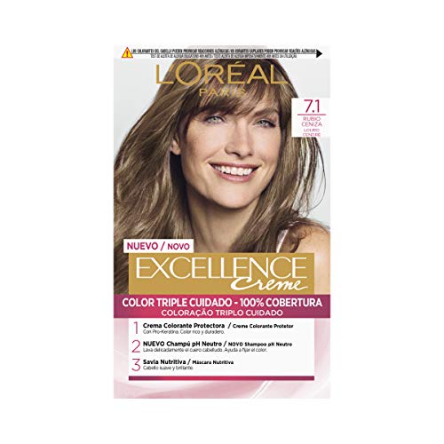 L'Oreal París - Coloración Excellence Crème Triple Protección 7,1 Rubio Ceniza