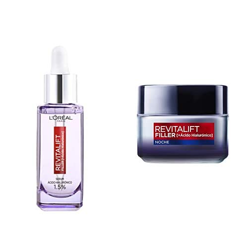 L'Oreal Paris Dermo Expertise Revitalift Filler Rutina: Sérum con Ácido Hialurónico Puro + Crema de Noche remodeladora