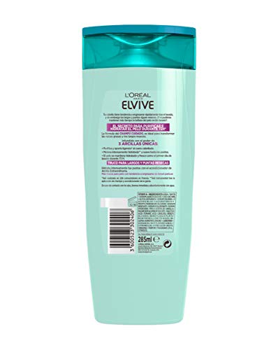 L'Oreal Paris Elvive Arcilla Extraordinaria Champú Cuidado para Pelo Normal O con Tendencia A Engrasarse, 285 ml, Pack de 6