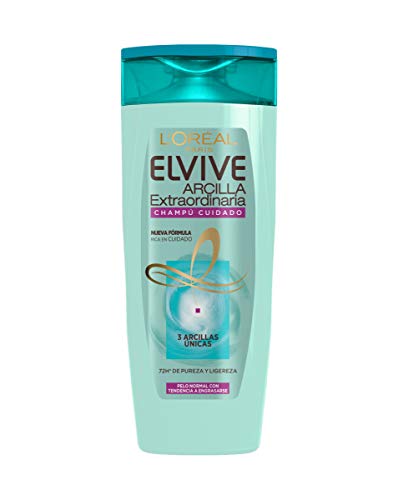 L'Oreal Paris Elvive Arcilla Extraordinaria Champú Cuidado para Pelo Normal O con Tendencia A Engrasarse, 285 ml, Pack de 6