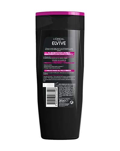 L'Oreal Paris Elvive Arginina Resist X3 Champú Fortificante para Pelo Frágil, con Tendencia A Caerse - 285 ml