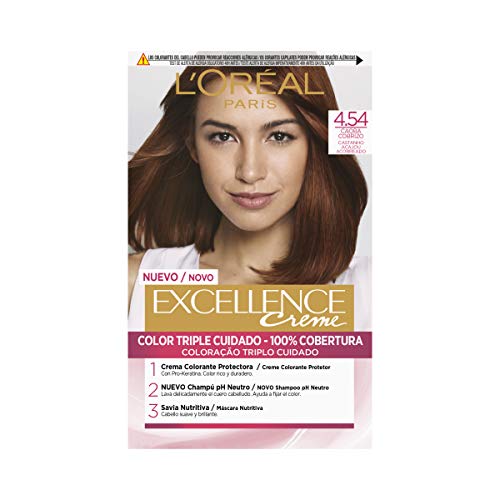 L'Oréal Paris Excellence Coloración Crème Triple Protección 4,54 Castaño Caoba Cobrizo