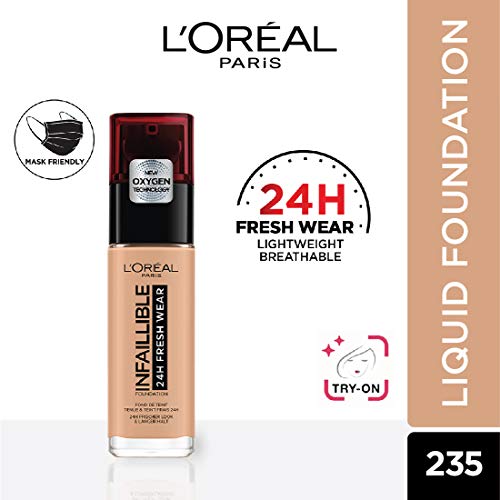 L'Oréal Paris Make-up designer24H Fresh Wear Base de Maquillaje de Larga Duración , Tono 235 Miel/Honey- 30 ml