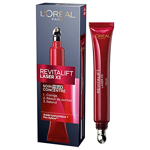 L'Oreal Paris Revitalift Láser X3 Ojos Cuidado Anti-envejecimiento de ácido hialurónico New Look - Conjunto de 2