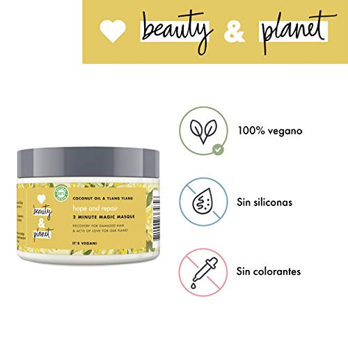 Love Beauty and Planet Mascarilla Capilar para Cabello dañado, Aceite de Coco e Ylang Ylang Vegana - 300 ml