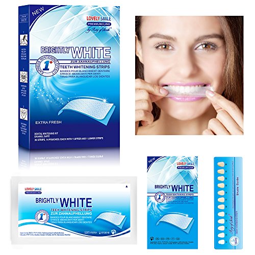 Lovely Smile Bright White-Strips 28 Bandas Blanqueadoras Dientes Blanqueamiento de dientes tiras con avanzada tecnología antideslizante - Teeth Whitening Strips - by RAY OF SMILE®