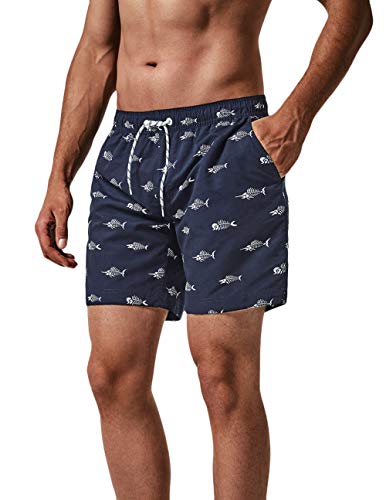 MaaMgic Trajes de Baño para Hombres Bañador para Vacaciones en la Playa Secado Rápido Piscina Nadar Azul Marino Cresta S