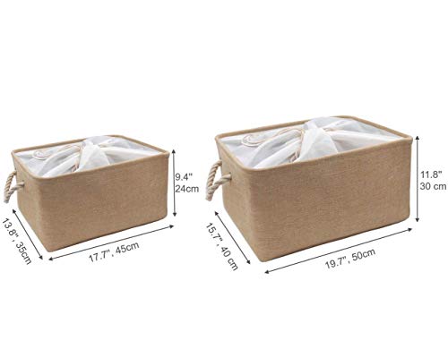 Mangata Caja de Almacenamiento de Tela, Cesta de Almacenamiento de Lona Engrosada Plegable con Asas de Cuerda para Ropa, Juguetes (Beige, Xxlarge)