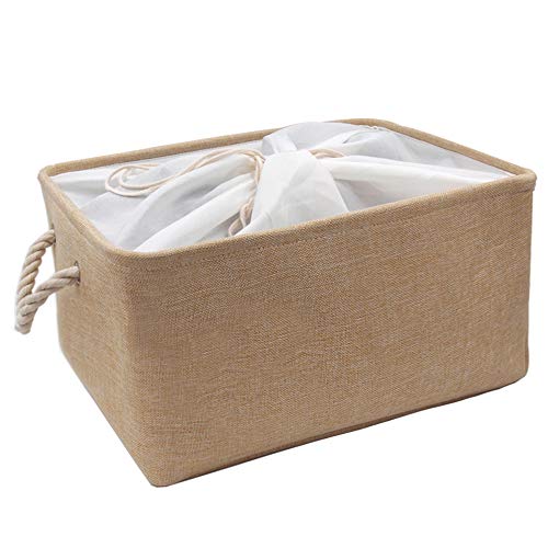 Mangata Caja de Almacenamiento de Tela, Cesta de Almacenamiento de Lona Engrosada Plegable con Asas de Cuerda para Ropa, Juguetes (Beige, Xxlarge)