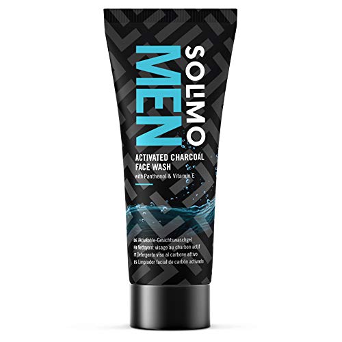 Marca Amazon - Solimo Men Limpiador facial de carbón activo con pantenol y vitamina E, 4x150ml