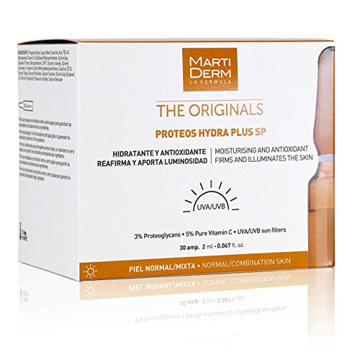 Martiderm Ampollas Proteoglicanos SPF 30 Unidades + Bálsamo labial de Regalo | Ampollas Martiderm de Vitamina C facial y Proteoglicanos | Martiderm The Originals Proteos Hydra Plus SPF