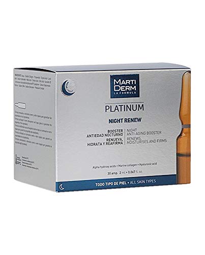 Martiderm Platinum Night Renew, Booster Antiedad Nocturno, 30 ampollas x 2 ml