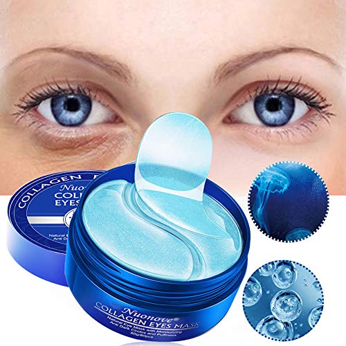 Máscara para los ojos, Parches para los ojos, Ojos Parches, Máscara para ojos de colágeno, Contorno de Ojos Antiarrugas, Anti edad para ojeras,bolsas,patas de gallo e hinchazón, 60Pcs