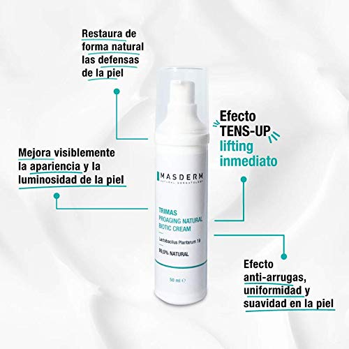 MASDERM | Crema Facial con PRObióticos 99,5% natural | Efecto dual de acción flash y prolongada | Hidratación, vitalidad y firmeza del rostro de forma rápida y eficaz | Trimas PROaging Natural 50 ml