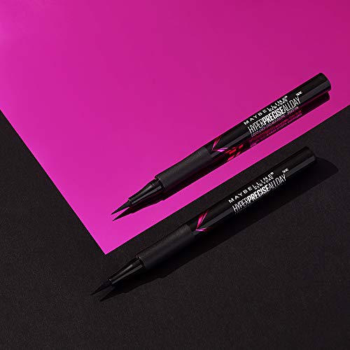 Maybelline New York Hyper Precise All Day Delineador de Ojos Waterproof, Color Negro - 9 g