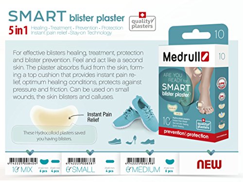 Medrull Tiritas Hidrocoloides para ampollas SMART Plaster 12 Apósitos 2 Cajas