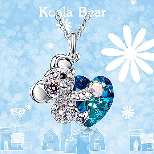 MEGA CREATIVE JEWELRY Collar para Mujer con Cristales Swarovski Corazón Azul Koala