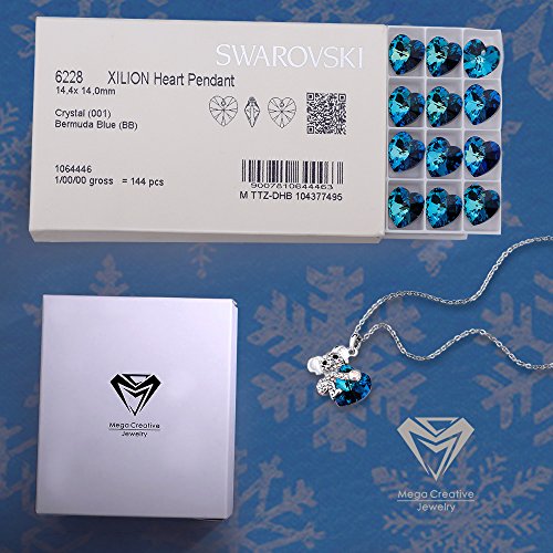 MEGA CREATIVE JEWELRY Collar para Mujer con Cristales Swarovski Corazón Azul Koala