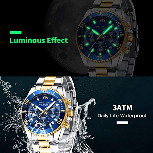 MEGALITH Relojes Hombre Relojes Grandes de Pulsera Militares Cronografo Diseñador Luminosos Impermeable Reloj Hombre Deportivos de Acero Inoxidable Analogicos Fecha