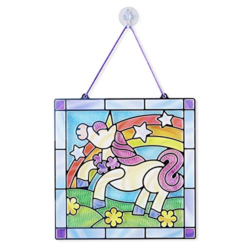 Melissa & Doug- Stained Glass Made Easy-Unicorn Juego de Dibujo, 4-8 Años, Multicolor (19299)