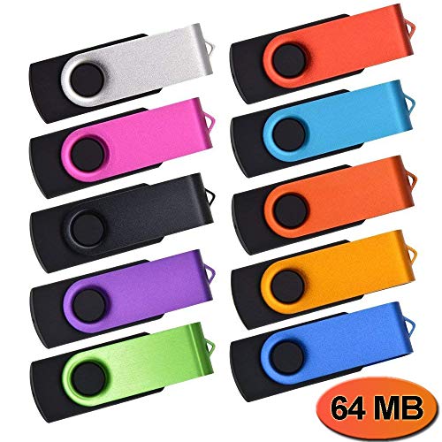 Memoria USB 64MB Pendrive 10 Piezas - Kepmem Colores Mezclados 64 MB Memorias Stick USB 2.0 Flash Drive Poca Capacidad Almacenamiento de Datos - Regalos Promocionales para Grabar Cosas Pequeñas