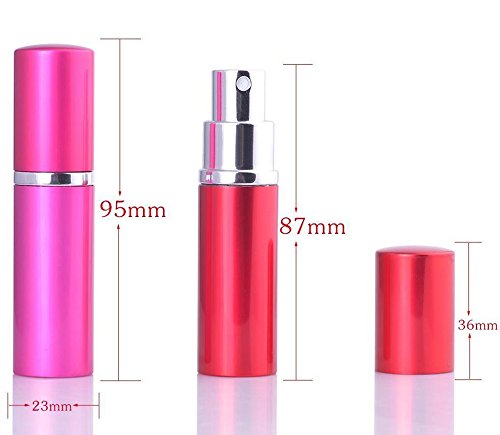 MINGZE 7 Piezas 10ML Atomizador del Perfume, rociador Botellas de Perfume, Carcasa de Aluminio trazador de líneas de Cristal de la Botella, Mini dispensadores vacíos portátiles de la Botella