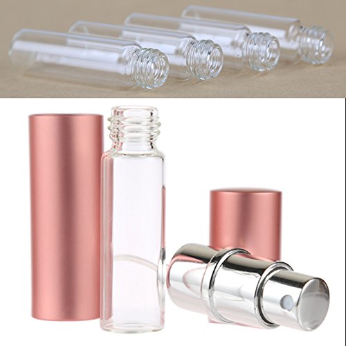 MINGZE 7 Piezas 10ML Atomizador del Perfume, rociador Botellas de Perfume, Carcasa de Aluminio trazador de líneas de Cristal de la Botella, Mini dispensadores vacíos portátiles de la Botella