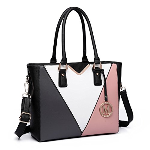 Miss Lulu Bolso de Mano Mujer Bolso Señora Tote Multicolor Piel Sintética Ajustable Bolso Hombro