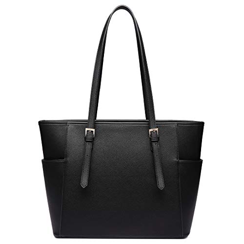 Miss Lulu Mujer Bolso Tote Mano Bolso Hombro Señora Tote Piel Sintética (Noir)