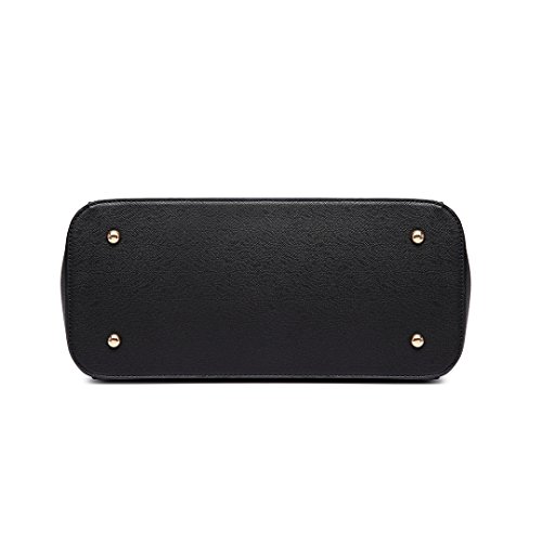 Miss Lulu Mujer Bolso Tote Mano Bolso Hombro Señora Tote Piel Sintética (Noir)