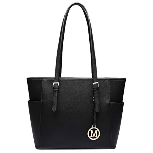 Miss Lulu Mujer Bolso Tote Mano Bolso Hombro Señora Tote Piel Sintética (Noir)