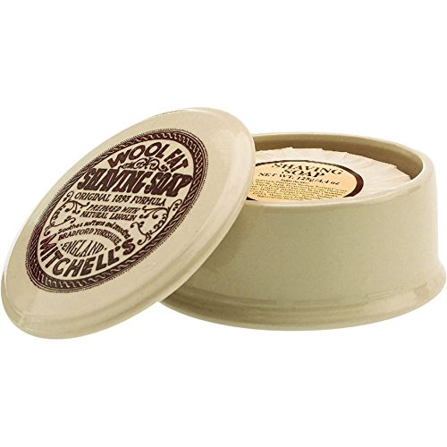 Mitchell's Ceramic Shaving Bowl and Wool Fat Lanolin Shaving Soap