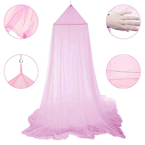 Mosquitera para Camas Individuales y Matrimoniales, Mosquitera de Cama Anti-insectos Mosquitero de Dosel de La Cama Portátil Mosquito Repelente de Insectos Mosquitero Cobertura Completa - Rosa