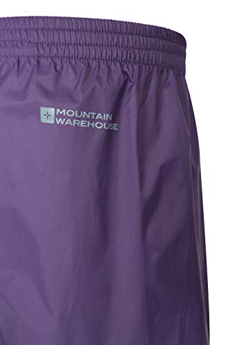 Mountain Warehouse Protectores Impermeables para niños Pakka - Pantalón con Costuras Selladas - Tobillo Ajustable - Pantalones Plegables para Lluvia - para la Escuela Morado 152