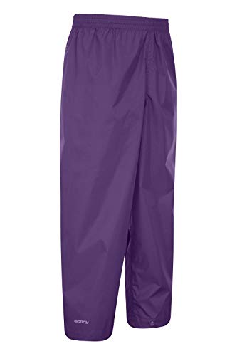 Mountain Warehouse Protectores Impermeables para niños Pakka - Pantalón con Costuras Selladas - Tobillo Ajustable - Pantalones Plegables para Lluvia - para la Escuela Morado 152