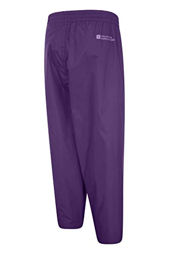 Mountain Warehouse Protectores Impermeables para niños Pakka - Pantalón con Costuras Selladas - Tobillo Ajustable - Pantalones Plegables para Lluvia - para la Escuela Morado 152