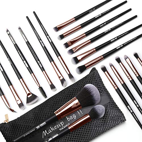 mreechan Brochas de Maquillaje,Pinceles de Maquillaje,Set de brochas de Maquillaje 20 Piezas con Bolsa de Viaje para Base de Maquillaje, Sombra de Ojos, Colorete, Polvo, Las Cejas