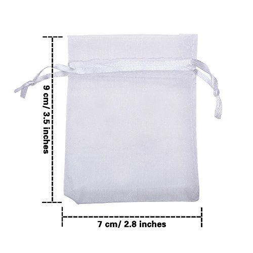 Mudder Bolsas de Organza de Joyas para Bodas, 100 Piezas (Blanco)